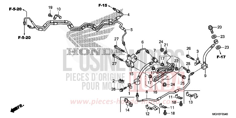 FLEXIBLE DE FREIN de VFR1200X "Crosstourer" DCT DEGITAL SILVER METALLIC (NHA30) 2012